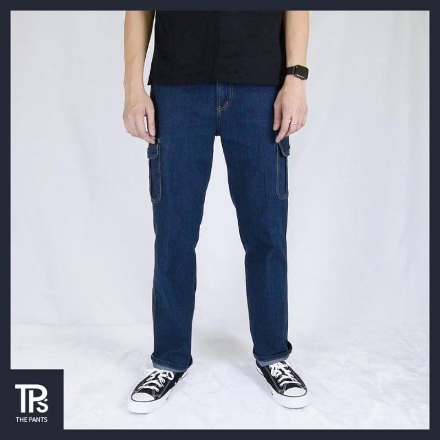 【THE PANTS 有件褲子】直筒牛仔側口袋工作長褲(經典側口袋工作褲 彈性牛仔褲)