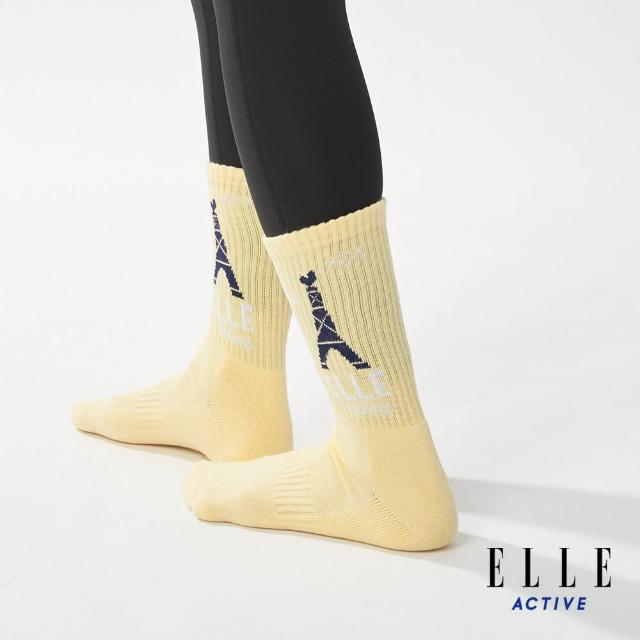 【ELLE ACTIVE】男女適穿 運動休閒中筒襪-黃色(EA24A2FS202#54)