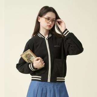 【ELLE ACTIVE】女款 保暖刷毛棒球外套-黑色(EA24A2W6104-99)
