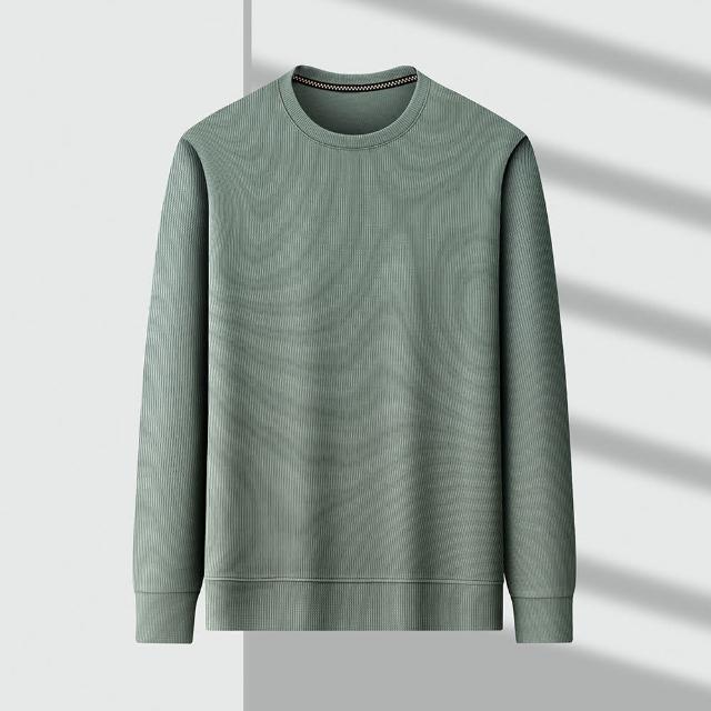 【Billgo】*現貨立體紋路長袖圓領素T-5色 M~3XL碼 百搭素色緹花大學T 韓國歐爸男秋冬上衣(素面、經典款)