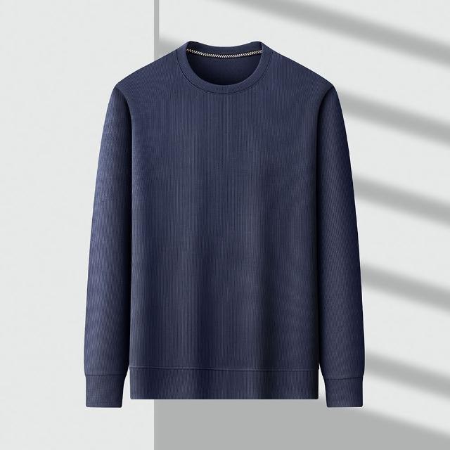 【Billgo】*現貨立體紋路長袖圓領素T-5色 M~3XL碼 百搭素色緹花大學T 韓國歐爸男秋冬上衣(素面、經典款)