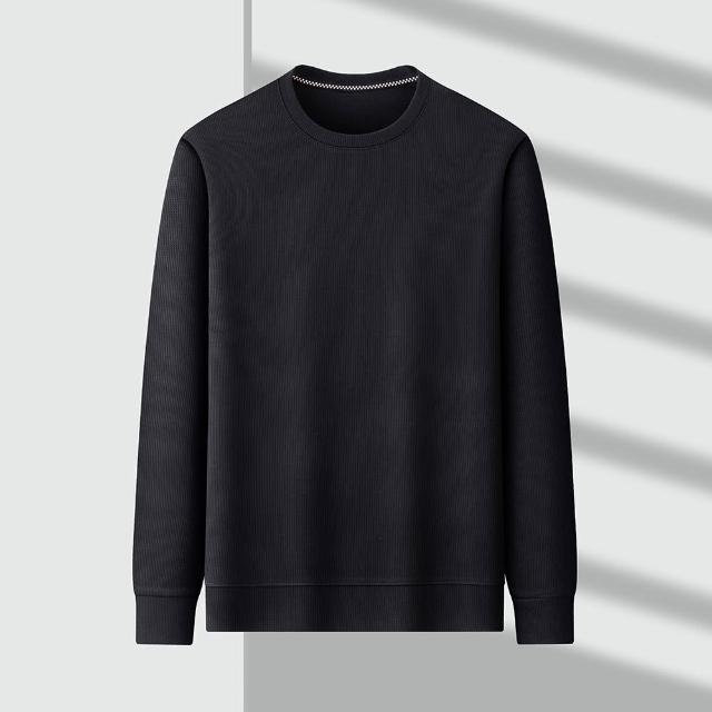 【Billgo】*現貨立體紋路長袖圓領素T-5色 M~3XL碼 百搭素色緹花大學T 韓國歐爸男秋冬上衣(素面、經典款)