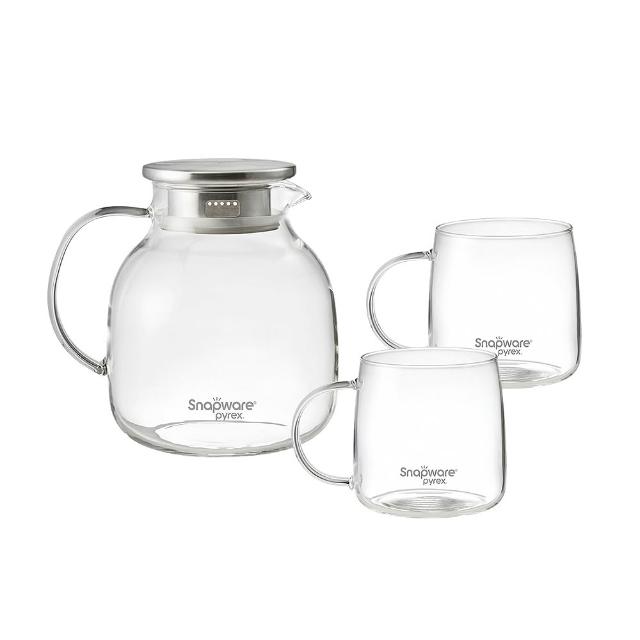 【CorelleBrands 康寧餐具】SNAPWARE耐熱玻璃水壺/冷水壺/桌上壺-款式任選(1600ml+500mlx2/1750ml+500mlx2)