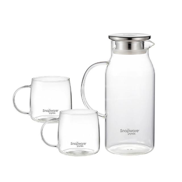 【CorelleBrands 康寧餐具】SNAPWARE耐熱玻璃水壺/冷水壺/桌上壺-款式任選(1600ml+500mlx2/1750ml+500mlx2)