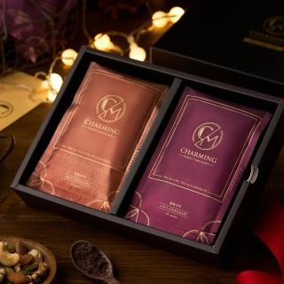 【Charming 喬名巧克力】可可沖泡飲-原味堅果禮盒(原味35gX4入+堅果30gX4入/盒 精品包裝附紙袋送禮好選擇)
