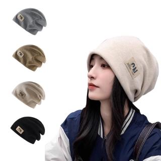MUAN 日系純色軟標保暖堆堆帽 棉質防風護耳包頭帽 月子帽(睡帽 防風帽 頭巾帽)