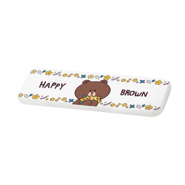 【SONA森那家居】LINE Friends 花朵系列- 硬式珪藻土洗漱墊 台灣製造 吸水 珪藻土 杯墊(24x8x0.9 cm)