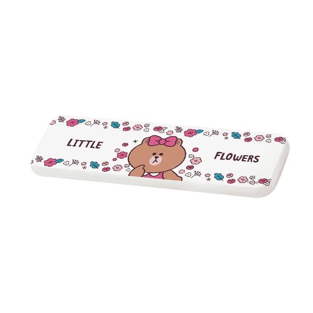 【SONA森那家居】LINE Friends 花朵系列- 硬式珪藻土洗漱墊 台灣製造 吸水 珪藻土 杯墊(24x8x0.9 cm)