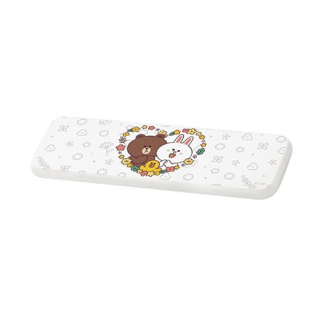 【SONA森那家居】LINE Friends 花朵系列- 硬式珪藻土洗漱墊 台灣製造 吸水 珪藻土 杯墊(24x8x0.9 cm)