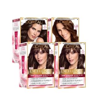 【L’OREAL Paris 巴黎萊雅】優媚霜三重護髮染髮霜/雙管染髮霜 4入組(染髮/持久遮白)