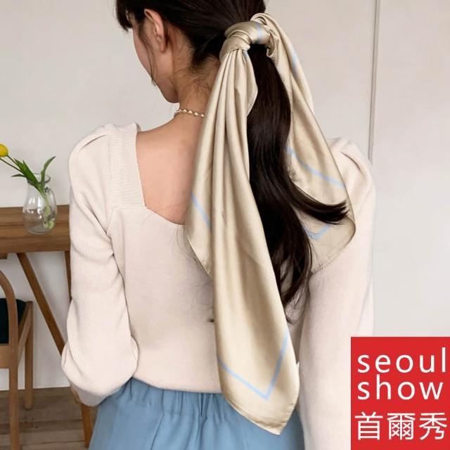 【Seoul Show 首爾秀】買一送一 70x70cm大方領巾仿真蠶絲緞面披肩頭巾雪紡圍巾絲巾