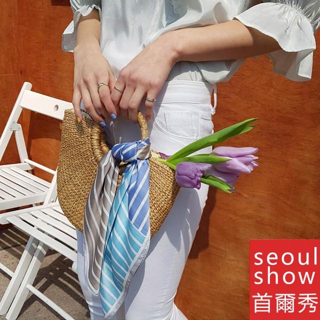 【Seoul Show 首爾秀】買一送一 70x70cm大方領巾仿真蠶絲緞面披肩頭巾雪紡圍巾絲巾