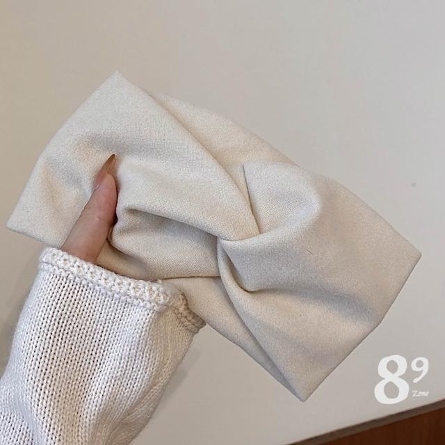 【89 zone】法式古典交叉氣質寬氣質 髮飾 頭飾 飾品  造型器 編髮器 頭巾 髮束 髮帶 1 入(啡/卡其/灰)