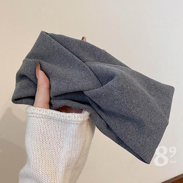 【89 zone】法式古典交叉氣質寬氣質 髮飾 頭飾 飾品  造型器 編髮器 頭巾 髮束 髮帶 1 入(啡/卡其/灰)