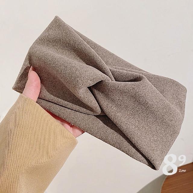 【89 zone】法式古典交叉氣質寬氣質 髮飾 頭飾 飾品  造型器 編髮器 頭巾 髮束 髮帶 1 入(啡/卡其/灰)
