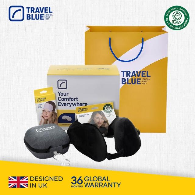 【Travel Blue 藍旅】極致頸枕禮盒 新色上市 全球保固36個月(頸枕 眼罩 收納盒 禮物)