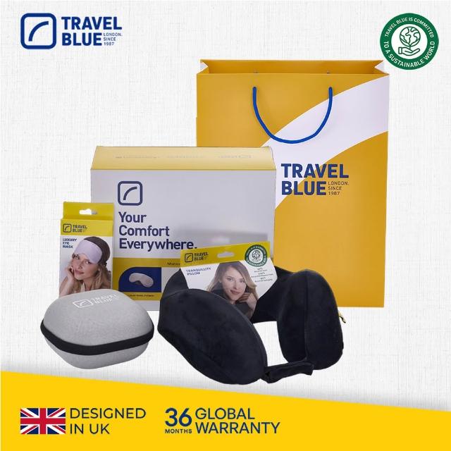 【Travel Blue 藍旅】極致頸枕禮盒 新色上市 全球保固36個月(頸枕 眼罩 收納盒 禮物)