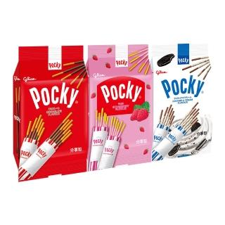 【Glico 格力高】官方直營 Pocky百奇 巧克力棒分享包(巧克力81g/草莓72g/牛奶99g)(餅乾/零食/中元)
