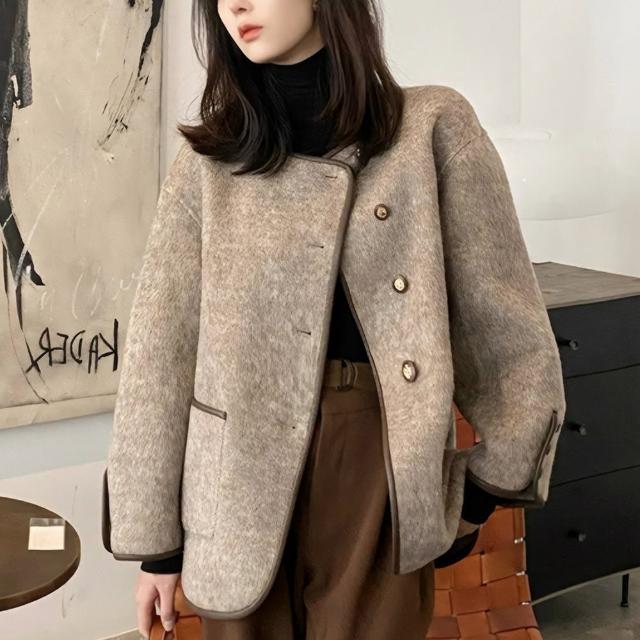 【初色】小香風毛呢大衣外套女外套-15款任選-31082(M-2XL可選)