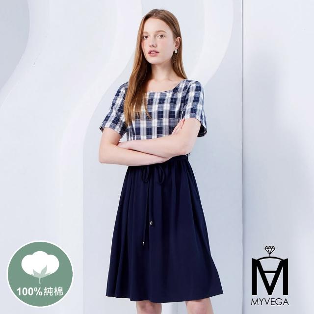 【MYVEGA 麥雪爾】出清品 MA優雅小香風短袖連身洋裝-多款任選(女洋裝/小香風/連身洋裝)