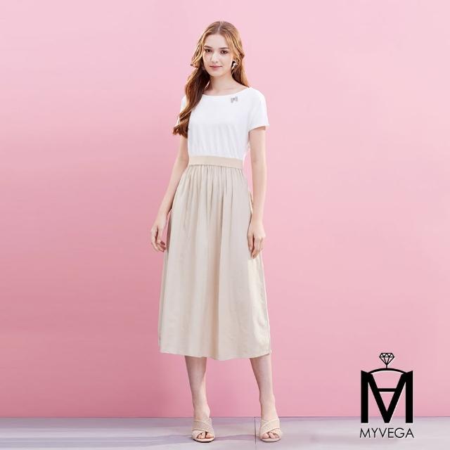 【MYVEGA 麥雪爾】出清品 MA優雅小香風短袖連身洋裝-多款任選(女洋裝/小香風/連身洋裝)