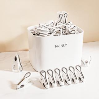 【洗曬家】雪白軟膠無痕曬衣夾-24個組(附收納籃 曬襪夾 洗衣 衣架 宿舍 晾曬夾 浴室 廚房 封口夾 瀝水)