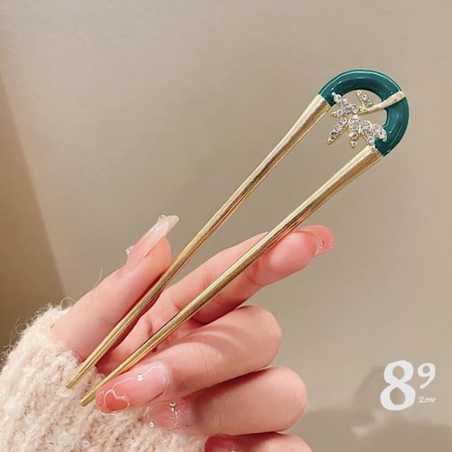 【89 zone】法式復古優雅蝴蝶結 U型夾 髮夾 頭飾 飾品 髮插 盤髮器 髮簪 簪子 1 入(金/銀)