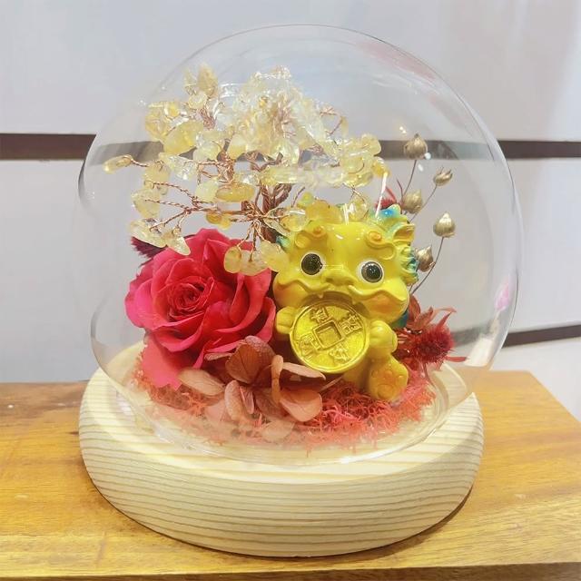 【OSTARA FLORIST 奧斯塔拉花藝】吞金獸水晶樹玻璃球花禮(永生花、祝賀花禮、開業、榮升、財位)