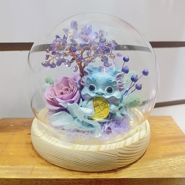 【OSTARA FLORIST 奧斯塔拉花藝】吞金獸水晶樹玻璃球花禮(永生花、祝賀花禮、開業、榮升、財位)