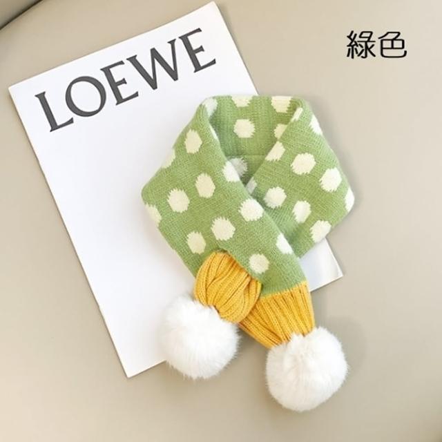 【橘魔法】點點毛球針織圍脖(圍巾 過年 新年 大紅 寒流 保暖 配件 中性款 女童 男童兒童 童裝 交換禮物)