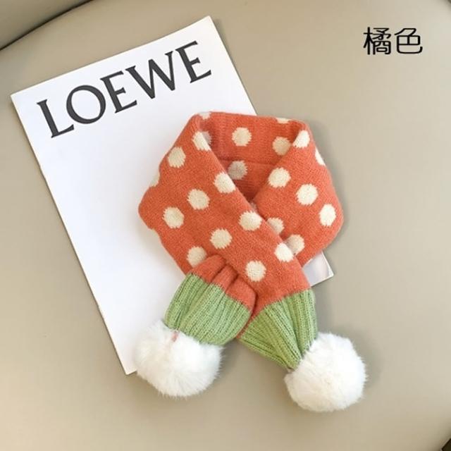 【橘魔法】點點毛球針織圍脖(圍巾 過年 新年 大紅 寒流 保暖 配件 中性款 女童 男童兒童 童裝 交換禮物)