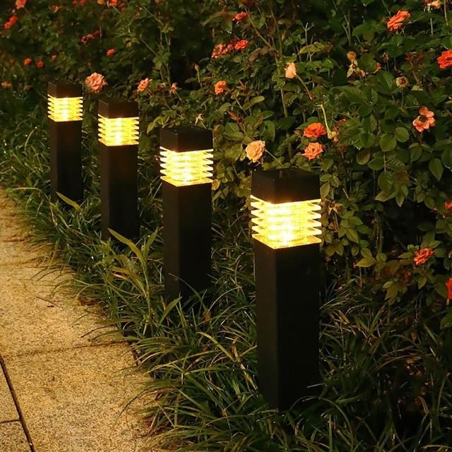 【媽媽咪呀】太陽能LED戶外燈-方柱型4入組(裝飾燈 庭園燈 造景燈 草坪燈 插地燈 景觀燈)