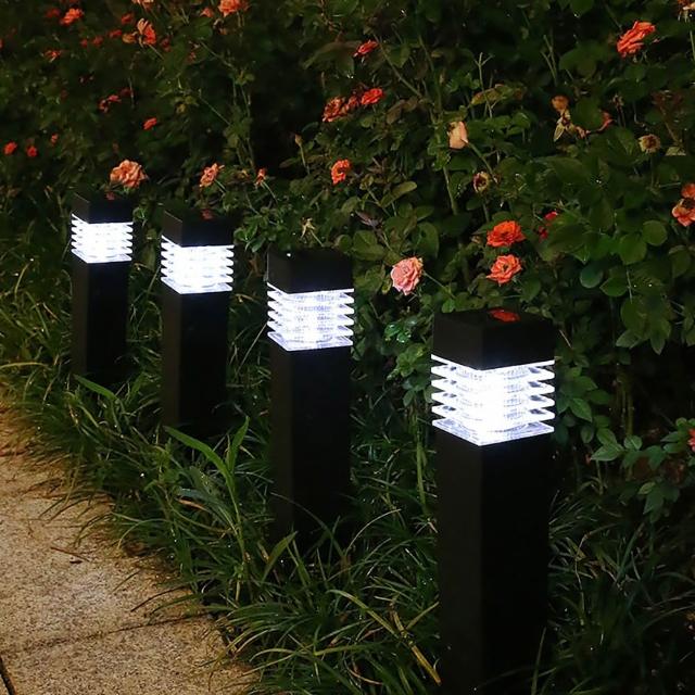 【媽媽咪呀】太陽能LED戶外燈-方柱型4入組(裝飾燈 庭園燈 造景燈 草坪燈 插地燈 景觀燈)