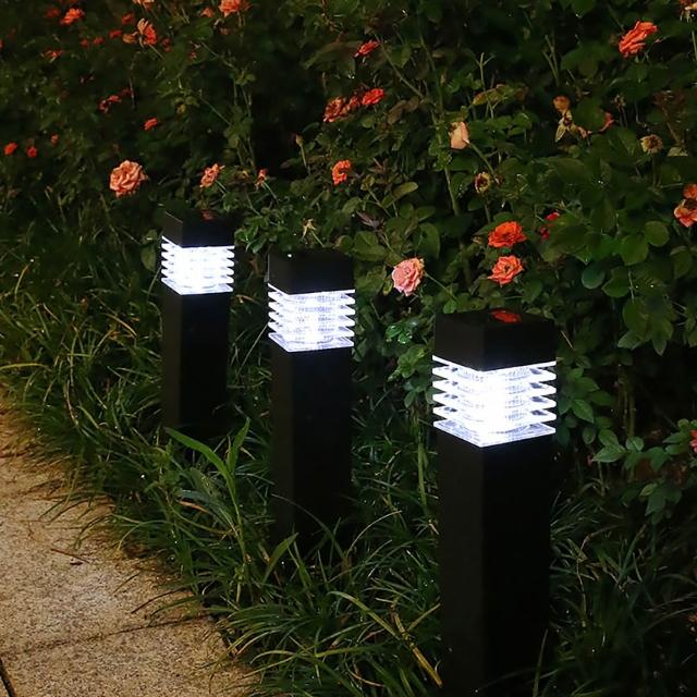 【媽媽咪呀】太陽能LED戶外燈-方柱型3入組(裝飾燈 庭園燈 造景燈 草坪燈 插地燈 景觀燈)