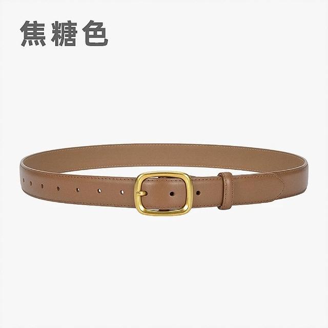 【LEEHER】女生/腰帶/牛皮帶/金扣腰帶/寬腰帶/方頭腰帶/復古皮帶/真皮皮帶/高級感/老錢風 
