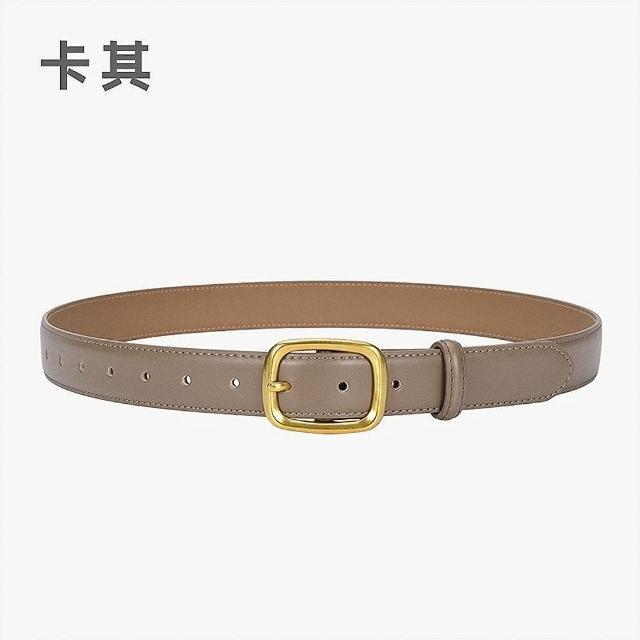 【LEEHER】女生/腰帶/牛皮帶/金扣腰帶/寬腰帶/方頭腰帶/復古皮帶/真皮皮帶/高級感/老錢風 