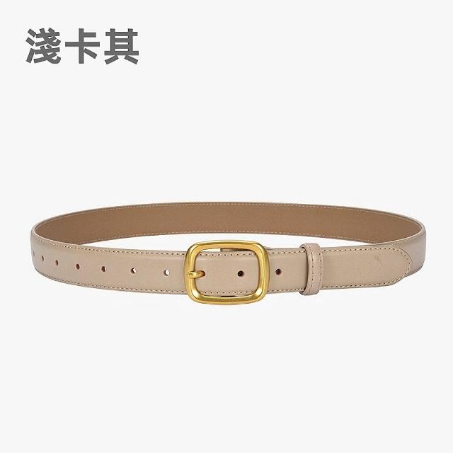 【LEEHER】女生/腰帶/牛皮帶/金扣腰帶/寬腰帶/方頭腰帶/復古皮帶/真皮皮帶/高級感/老錢風 
