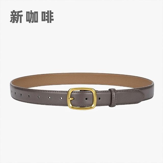 【LEEHER】女生/腰帶/牛皮帶/金扣腰帶/寬腰帶/方頭腰帶/復古皮帶/真皮皮帶/高級感/老錢風 