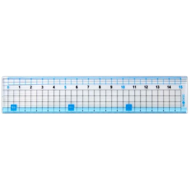 【SEASON 四季紙品禮品】功能尺15公分(雙邊測量 網格尺 SA0229)