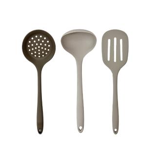 【MOODI】矽膠用具三件組_鍋鏟/湯杓/漏勺(耐高溫/鉑金等級/不沾鍋專用)