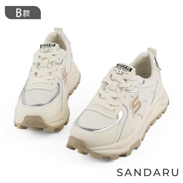 【SANDARU 山打努】超人氣真皮運動鞋 老爹鞋 休閒鞋 白鞋 帆布鞋 女鞋 厚底鞋 增高鞋 輕量 (多款任選)