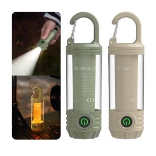 【AMKE】迷你多功能手電筒 便攜戶外紅光警示燈 LED隨身應急照明燈 探照燈(五種亮度/露營燈/帶掛鉤)