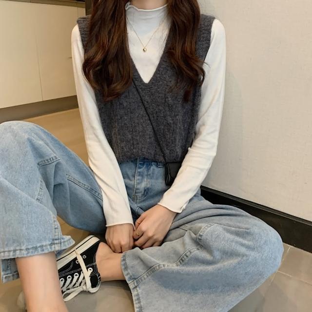 【D.studio】韓版麻花V領無袖針織背心(毛衣 上衣 衣服 保暖上衣 秋天女裝 冬天女裝 秋冬女裝 發熱衣 S88)