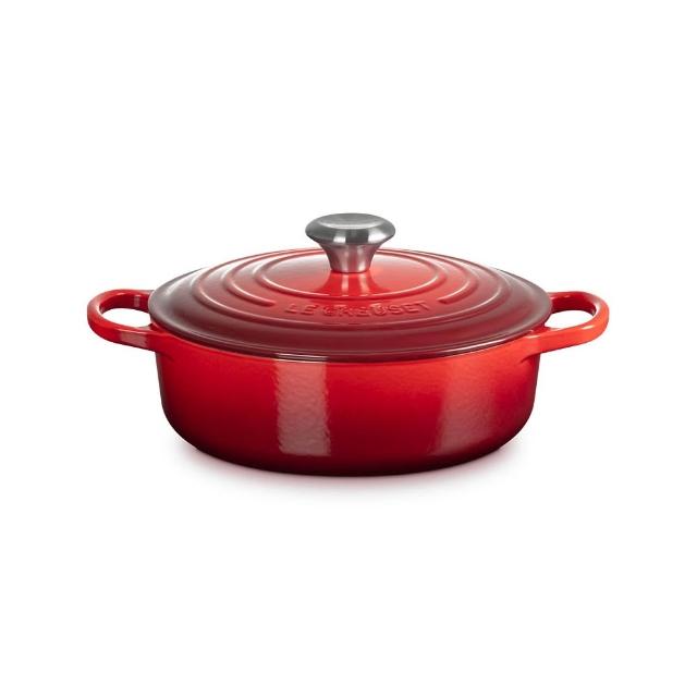 【Le Creuset】琺瑯鑄鐵鍋圓形燉鍋 24cm(櫻桃紅/火焰橘/貝殼粉/蛋白霜 4色選1)