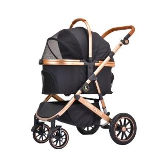 【LORD PLUS 尊爵】豪華多功能鋁合金推車(可用汽車安全扣｜附杯架｜四避震設計｜可分離座艙｜承重30KG)