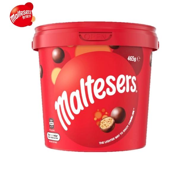 【maltesers 麥提莎】麥芽脆心巧克力歡樂桶 465g *2入(零食/點心)
