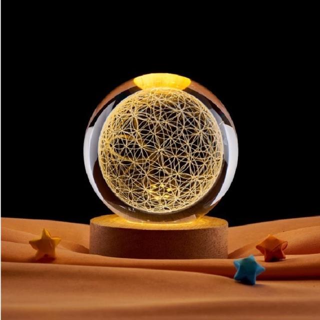 【A-ONE 匯旺】太陽系 流星 水晶球小夜燈 暖光夜燈 交換禮物 生日禮物燈 情人節 兒童房 LED木座