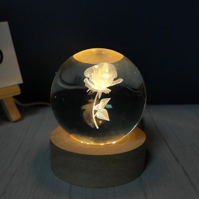 【A-ONE 匯旺】太陽系 流星 水晶球小夜燈 暖光夜燈 交換禮物 生日禮物燈 情人節 兒童房 LED木座