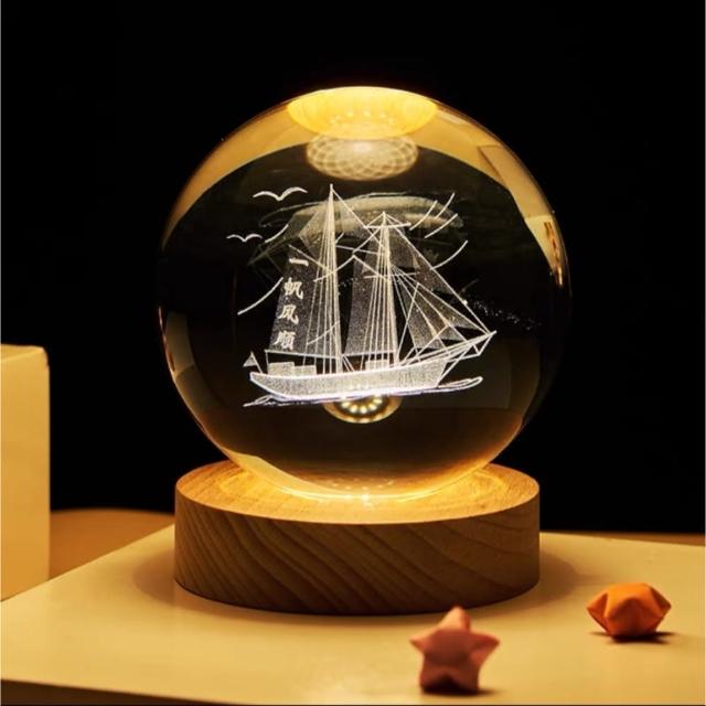 【A-ONE 匯旺】太陽系 流星 水晶球小夜燈 暖光夜燈 交換禮物 生日禮物燈 情人節 兒童房 LED木座