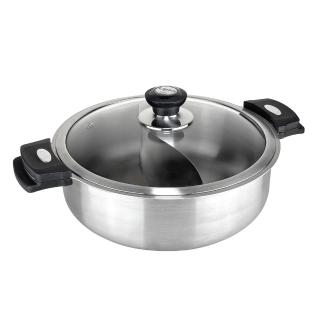 【CHEF 掌廚】台灣製極厚316大容量高深鴛鴦火鍋30cm(附蓋/不挑爐具)